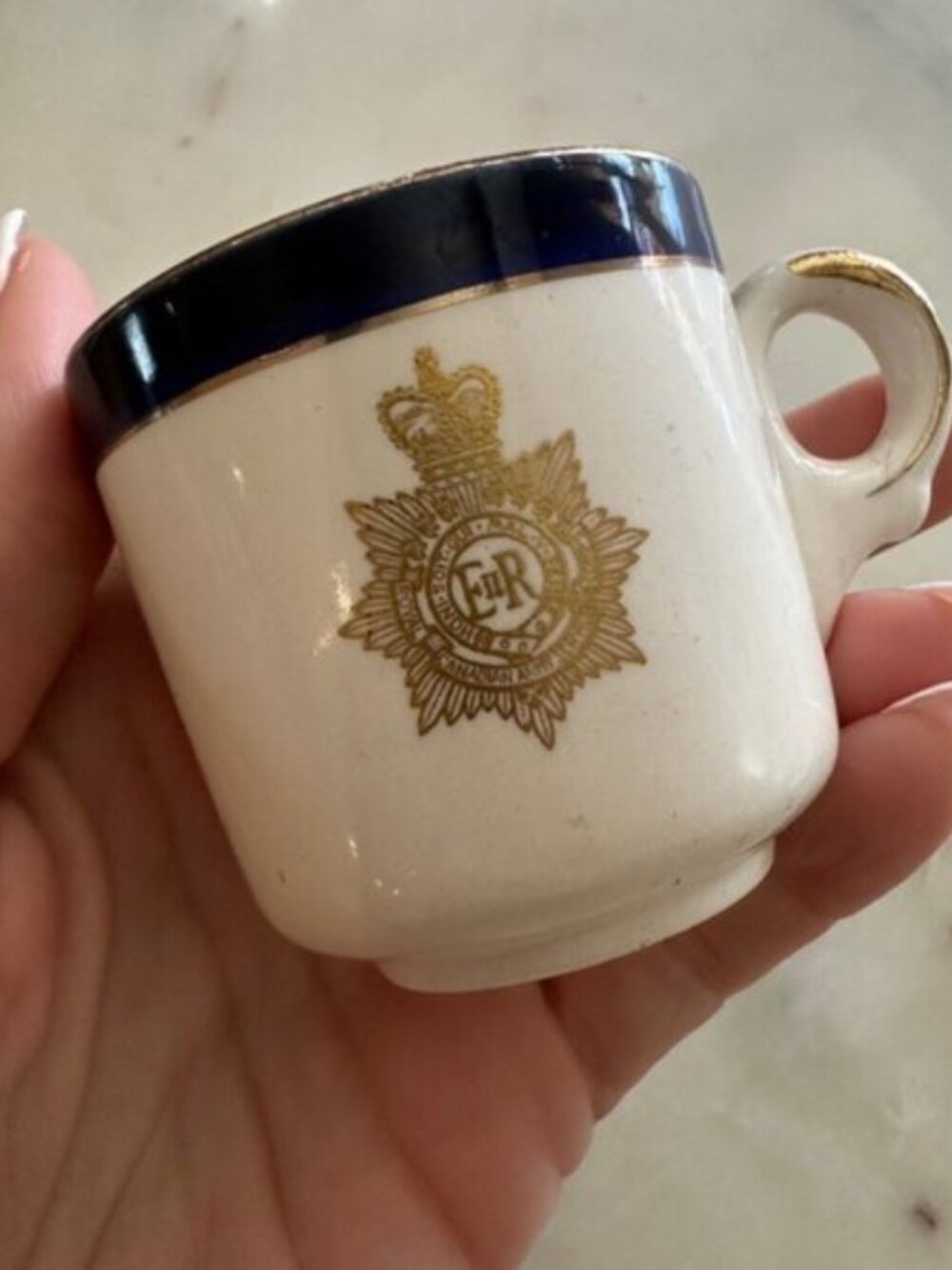 Authentic Vintage Alfred Meakin Cup & Saucer Bleu De Roi with Royal Canadian
